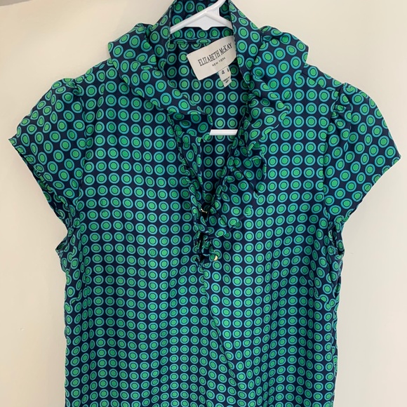 Blue and Green Silk Blouse Shirt - Picture 1 of 3